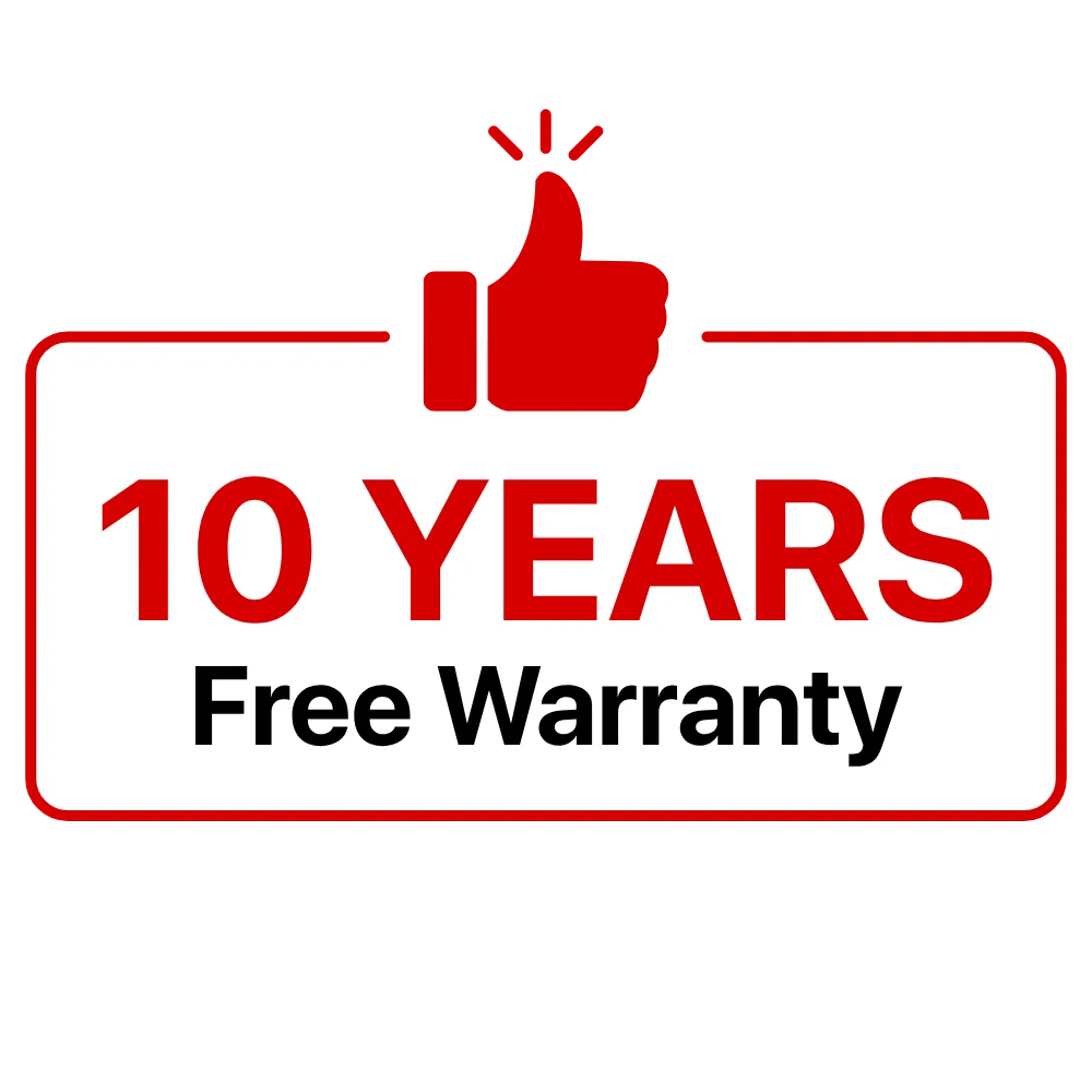 10 years free warranty badge — Teflon coating invisible grill