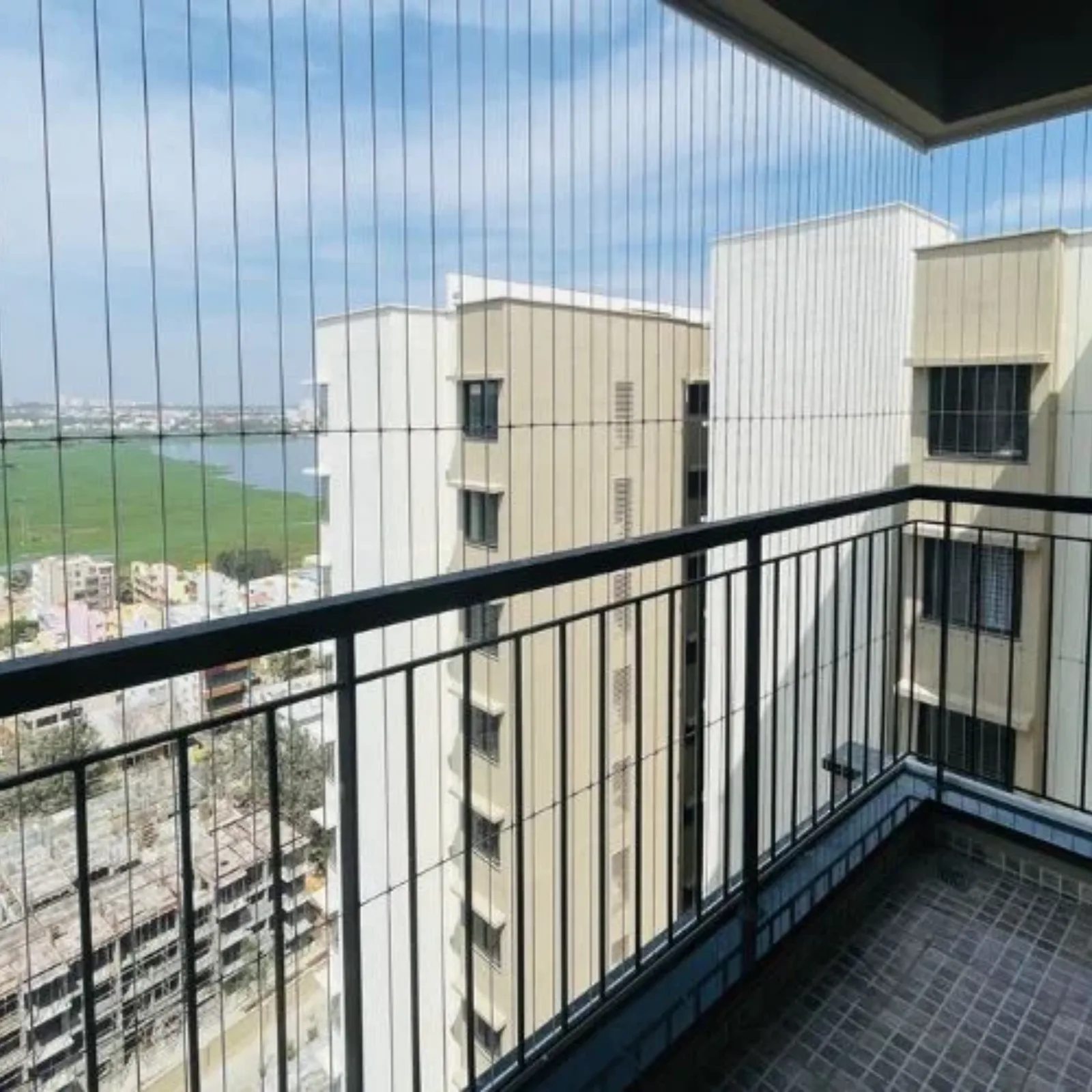 Balcony grill Malaysia example with invisible wire grill