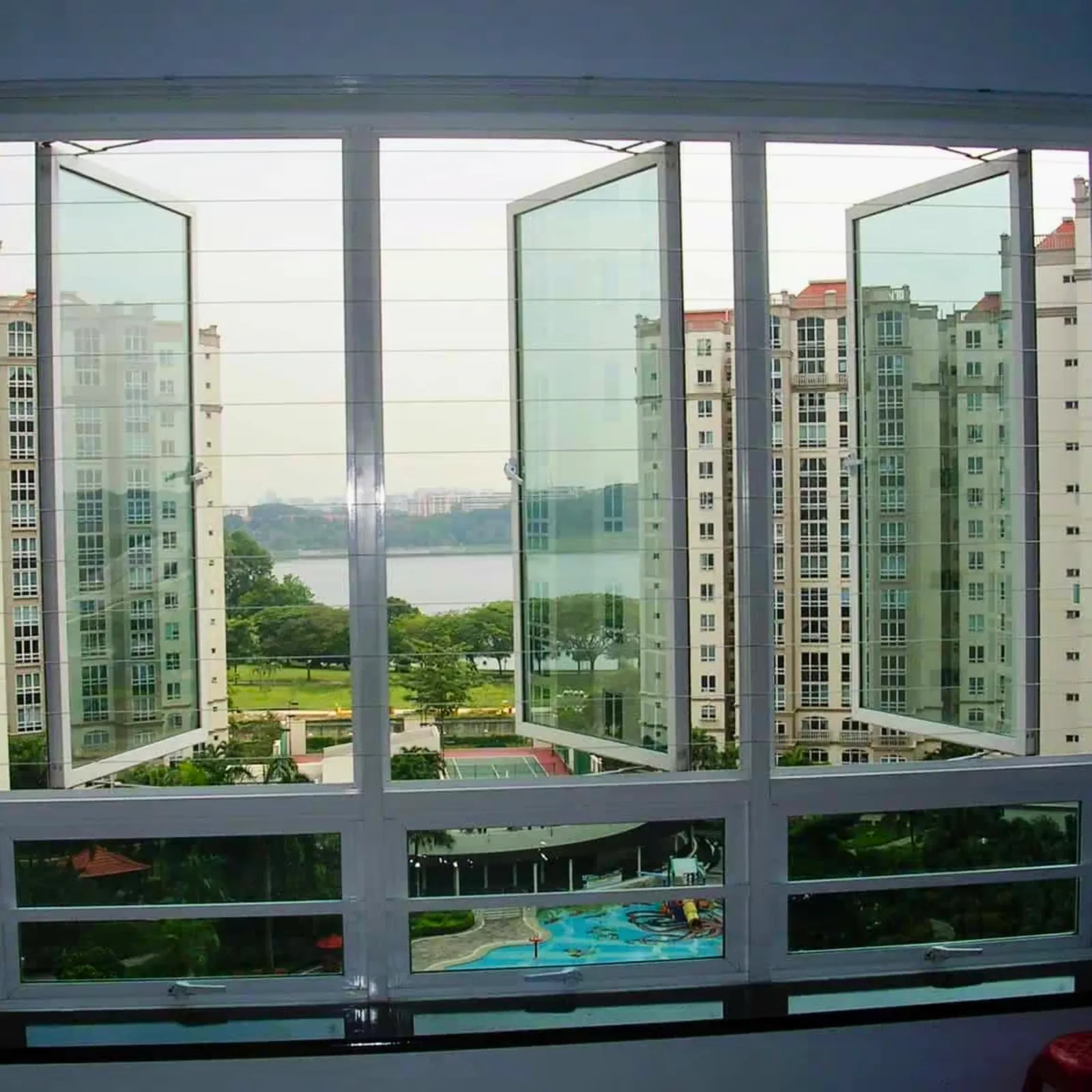 Fully covered balcony grill designs with invisible grille